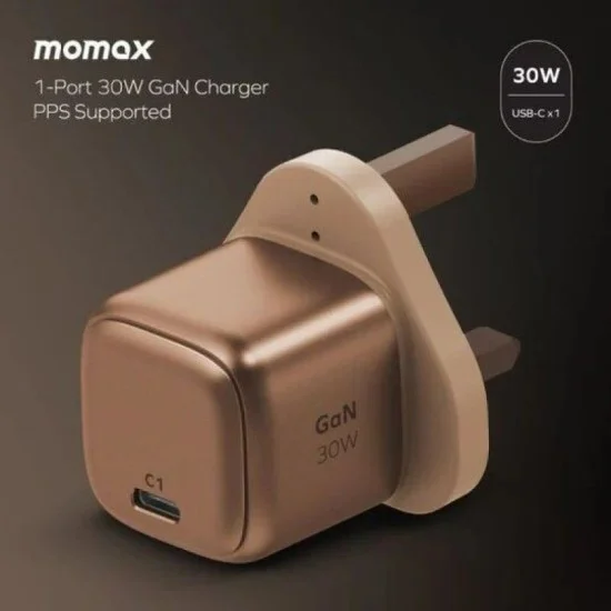 Momax Bundle Set ( 1-Charge 30W 1-Port Gan Charger+ Mag.link 60W Usb -C To Usb -C Magnetic Cable ) - Gold